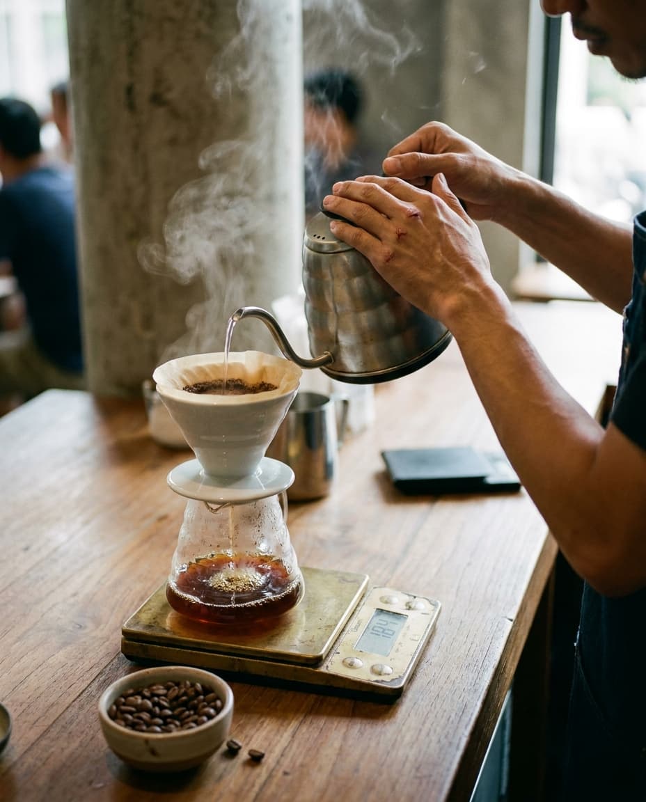 Pour-over coffee service at Summer Coffee Co.